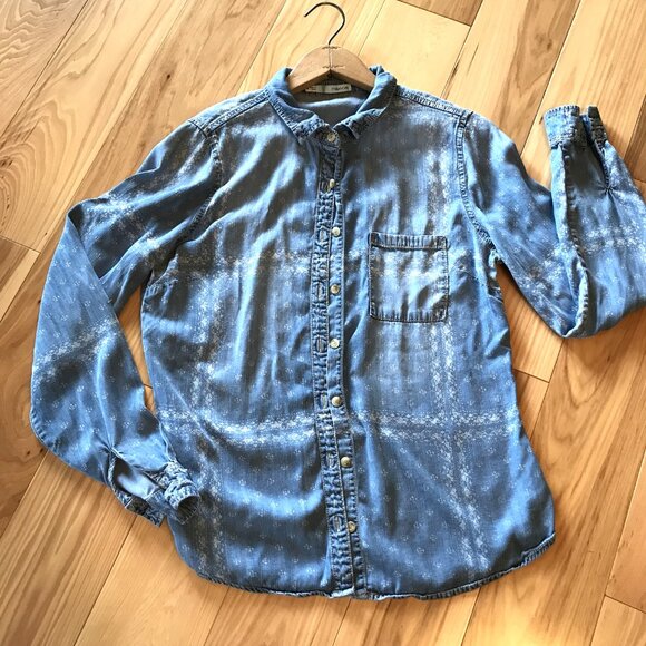 Upcycled Denim Environment Shirt, Size Medium: Reuse Repurpose Recycle Graphic - Picture 8 of 10
